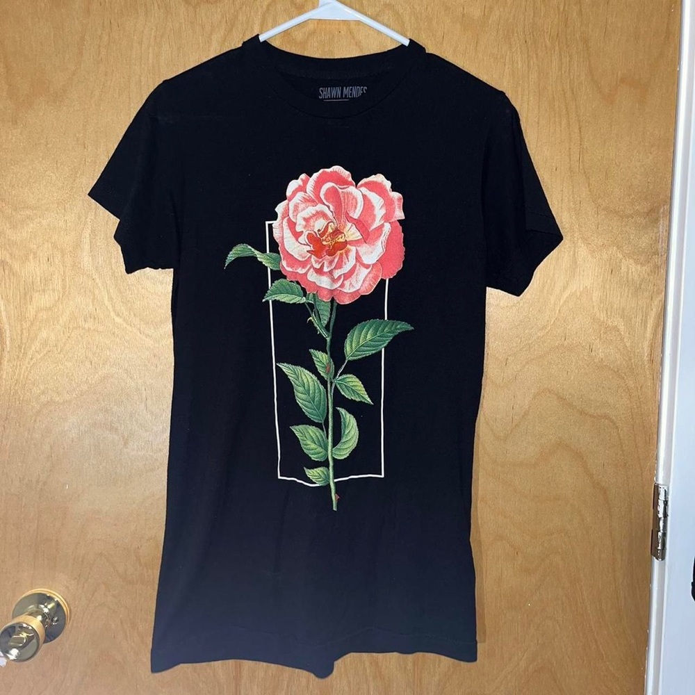 Shawn Mendes 2019 Tour Black Rose Shirt- Size Small